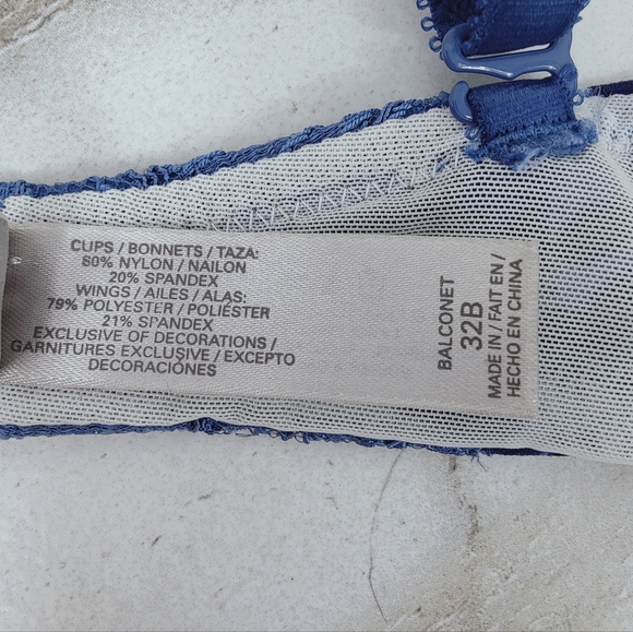 Victoria's Secret Blue Lace Leopard Print Balconette Bra, Sz 32B - Picture 11 of 12